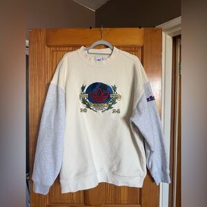 Adidas  Cream & Gray Logo Crewneck Sweatshirt limited edition